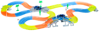 Pista luminoasa cu 2 masinute MalPlay, 360 piese