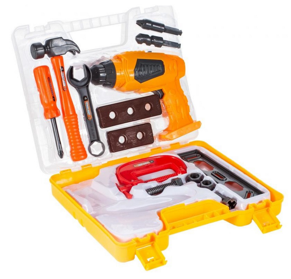 Valiza cu scule idealStore AllTools, cu Filetanta electrica, Chei si accesorii, impreuna cu o valiza de depozitare, dezvolta Abilitati, Creatie si Imaginatie