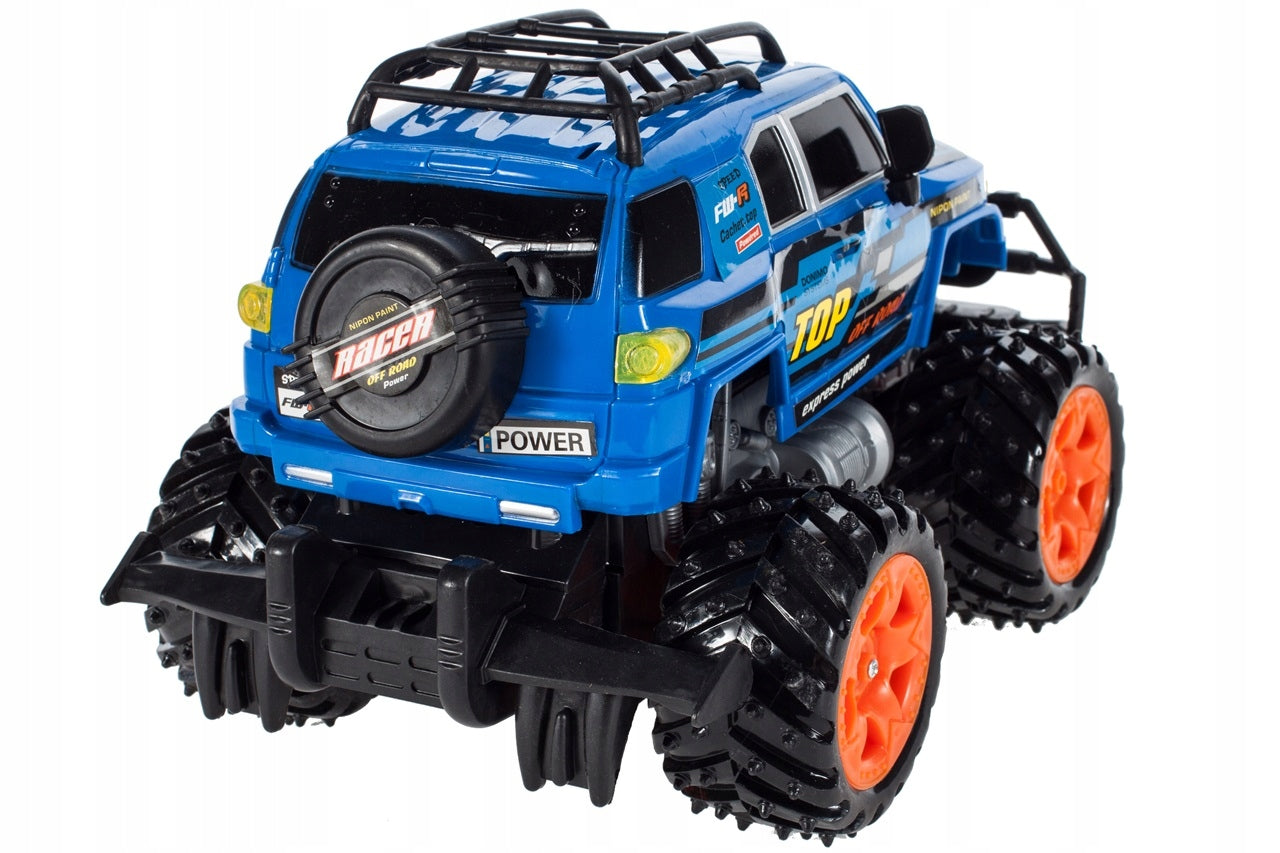Masinuta cu telecomanda Off-Road Blue Fury 2019, Marime 26.5 x 17 x 15cm, Sunete de motor realiste, Manevrabilitate Ridicata, Scara 1:16, Telecomanda usor de folosit, Culoare Albastra