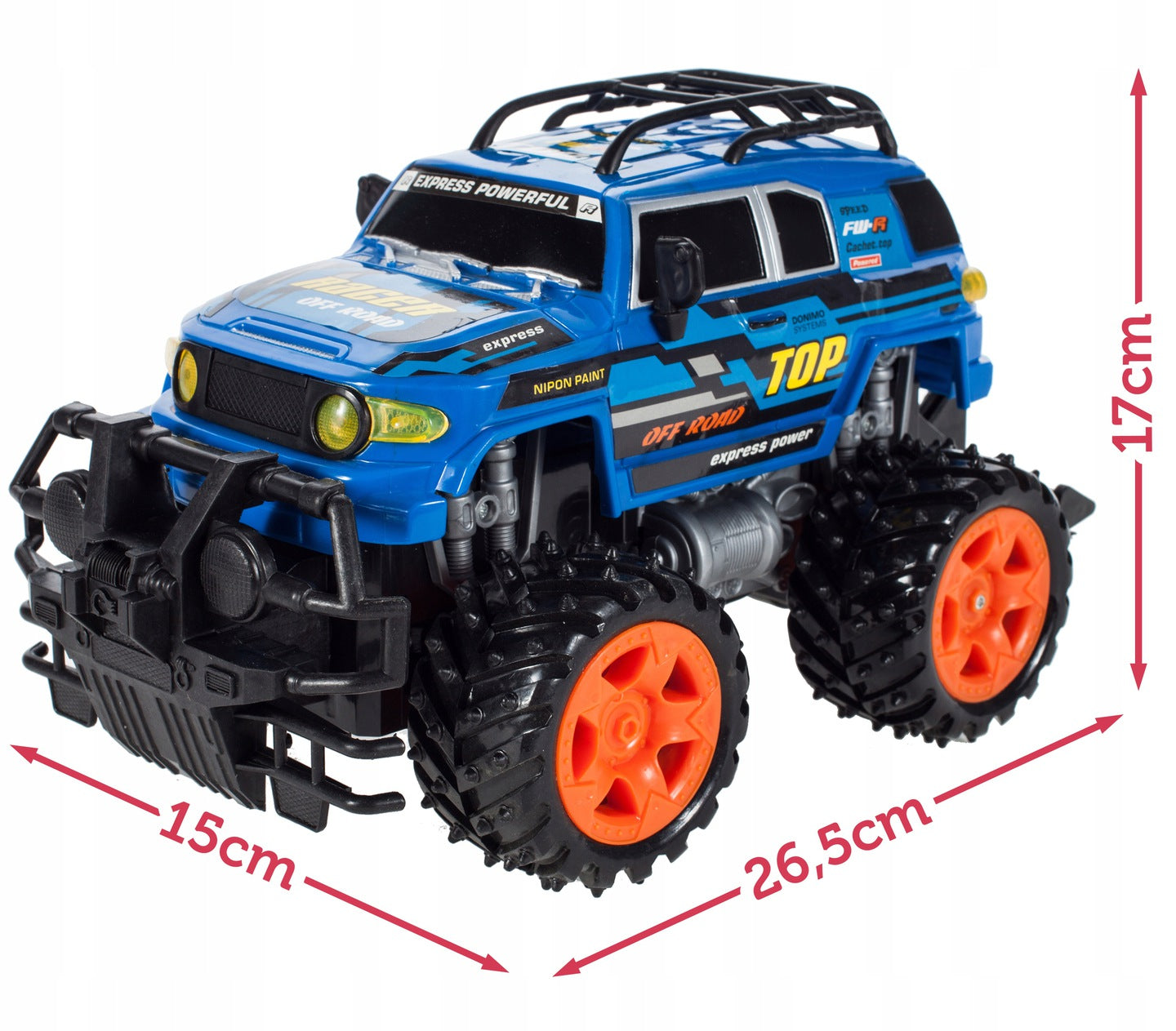 Masinuta cu telecomanda Off-Road Blue Fury 2019, Marime 26.5 x 17 x 15cm, Sunete de motor realiste, Manevrabilitate Ridicata, Scara 1:16, Telecomanda usor de folosit, Culoare Albastra