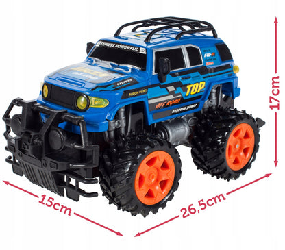 Masinuta cu telecomanda Off-Road Blue Fury 2019, Marime 26.5 x 17 x 15cm, Sunete de motor realiste, Manevrabilitate Ridicata, Scara 1:16, Telecomanda usor de folosit, Culoare Albastra