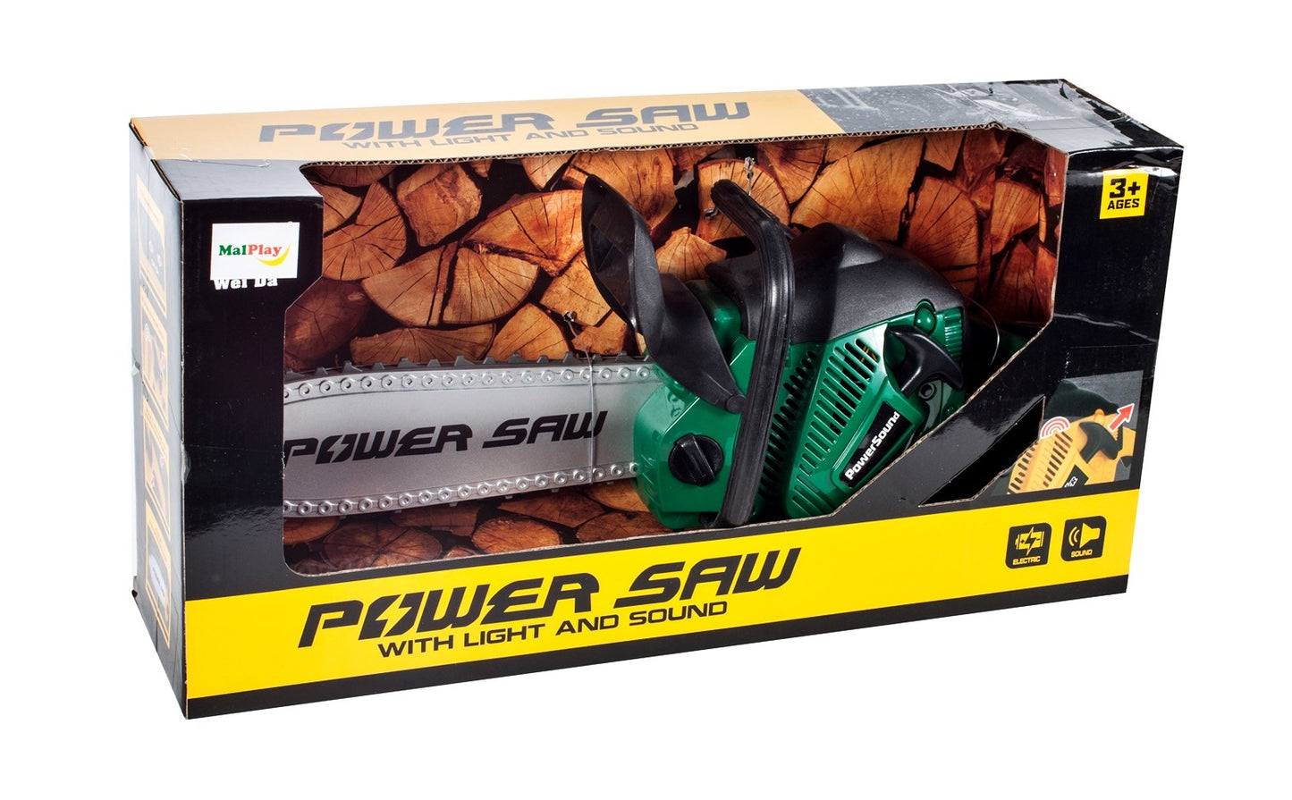 Drujba electric de cauciuc IDL pentru joc de rol, Instrument indispensabil pentru un mic taietor de lemn, Creaza o activitate educativa si o modalitate excelenta de a petrece timp cu un copil, Functionalitate pe baterii, Culoare-Verde