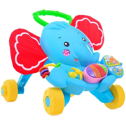 Premergator interactiv IDL Elefantelul Jucaus ce ajuta la invatarea primilor pasi, dezvolta abilitatile manuale, coordoneaza miscarea, dezvolta simturile, Cu sunete si lumini, Alcatuit din elemente simbolice, Culoare-Albastru