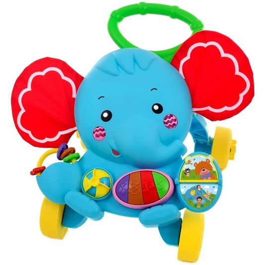 Premergator interactiv IDL Elefantelul Jucaus ce ajuta la invatarea primilor pasi, dezvolta abilitatile manuale, coordoneaza miscarea, dezvolta simturile, Cu sunete si lumini, Alcatuit din elemente simbolice, Culoare-Albastru