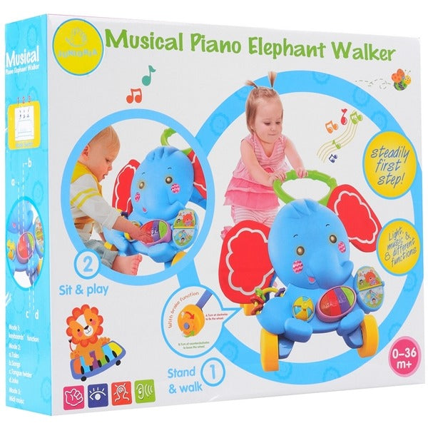 Premergator interactiv IDL Elefantelul Jucaus ce ajuta la invatarea primilor pasi, dezvolta abilitatile manuale, coordoneaza miscarea, dezvolta simturile, Cu sunete si lumini, Alcatuit din elemente simbolice, Culoare-Albastru