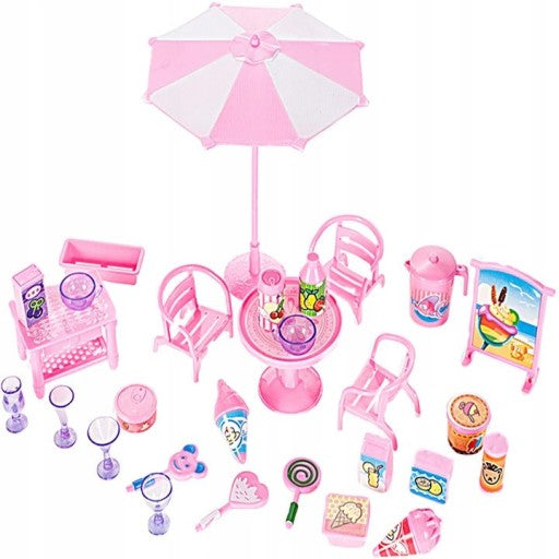 Masina de Inghetata pentru Papusi Dolly Ice Cream idealStore, Dimensiuni 25 x 11 x 12 cm, Roti Mobile, Multitudine de Accesorii Incluse, Stimuleaza Imaginatia si Creativitatea