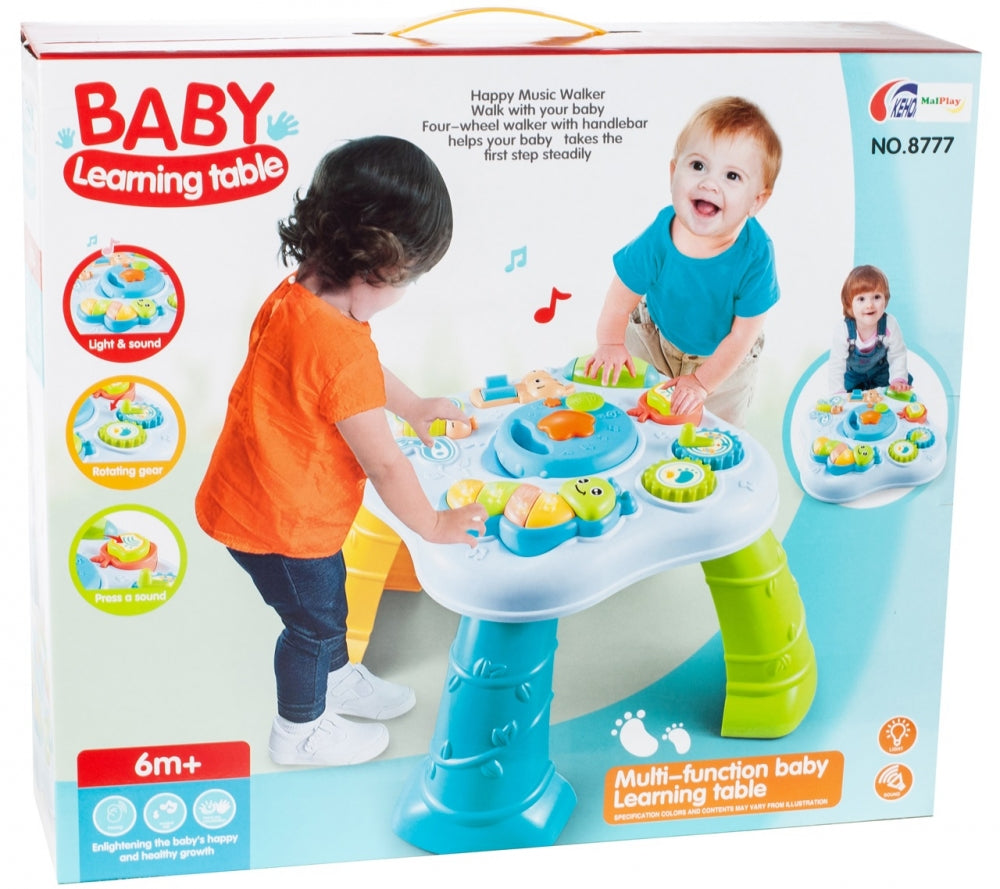 Centru de activitati INTERACTIV Masuta Buclucasa, Echipata cu diverse Elemente Educationale, Sunete si jocuri de lumini cu Rol in Dezvoltarea Psihomotorie a micutilor, Albastra