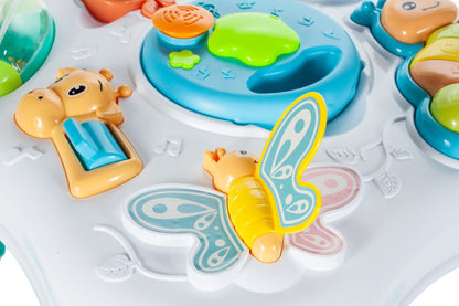 Centru de activitati INTERACTIV Masuta Buclucasa, Echipata cu diverse Elemente Educationale, Sunete si jocuri de lumini cu Rol in Dezvoltarea Psihomotorie a micutilor, Albastra