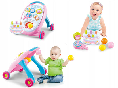 Premergator interactiv IDL Primii pasi - SWEET LOLIPOP, ajuta la coordonarea ochi-mana-sunet, diversitate de accesorii simbolice care asigura distractia celor mici, Diverse activitati in limba engleza, Functionalitate pe baterii, Culoare- roz