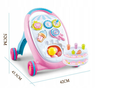 Premergator interactiv IDL Primii pasi - SWEET LOLIPOP, ajuta la coordonarea ochi-mana-sunet, diversitate de accesorii simbolice care asigura distractia celor mici, Diverse activitati in limba engleza, Functionalitate pe baterii, Culoare- roz