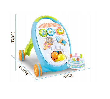 Premergator interactiv IDL Primii pasi - SWEET LOLIPOP, ajuta la coordonarea ochi-mana-sunet, diversitate de accesorii simbolice care asigura distractia celor mici, Diverse activitati in limba engleza, Functionalitate pe baterii, Culoare- albastru