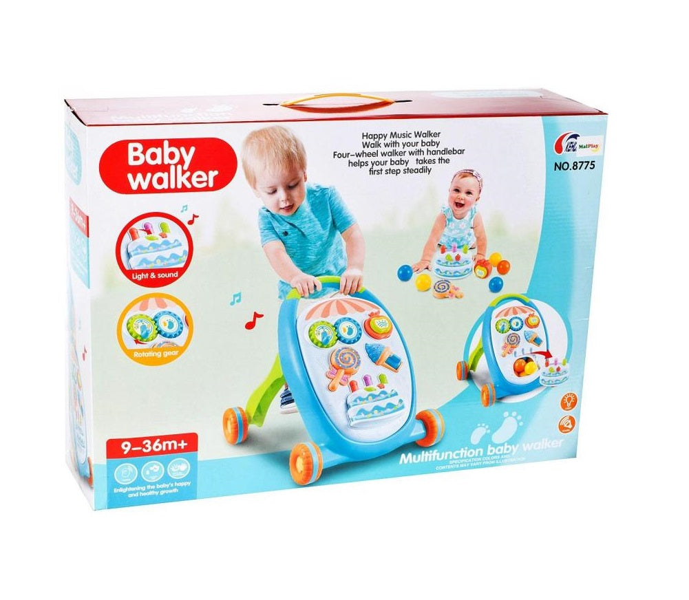 Premergator interactiv IDL Primii pasi - SWEET LOLIPOP, ajuta la coordonarea ochi-mana-sunet, diversitate de accesorii simbolice care asigura distractia celor mici, Diverse activitati in limba engleza, Functionalitate pe baterii, Culoare- albastru