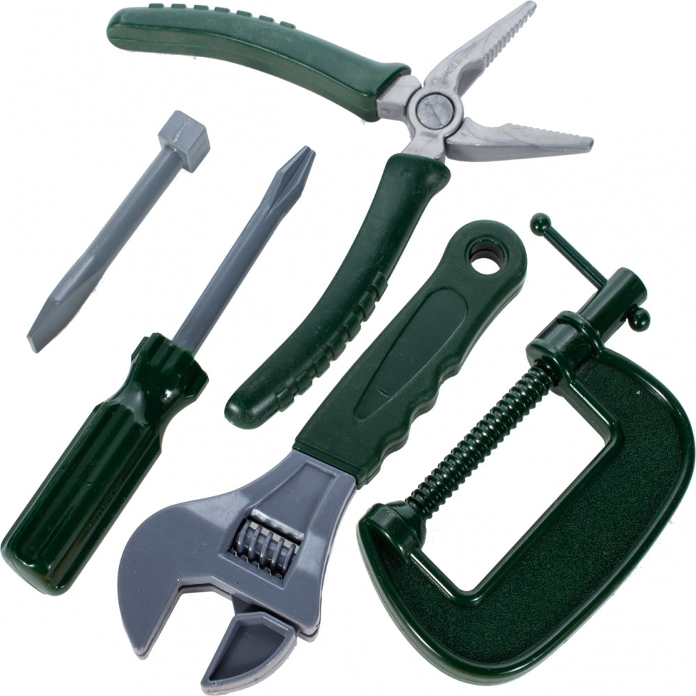 Trusa de scule idealStore BricoBest, cu Bormasina, Patent, Ciocan, Chei si multe accesorii, Dezvolta Creativitatea, Coordonarea si Imaginatia, culoare Verde