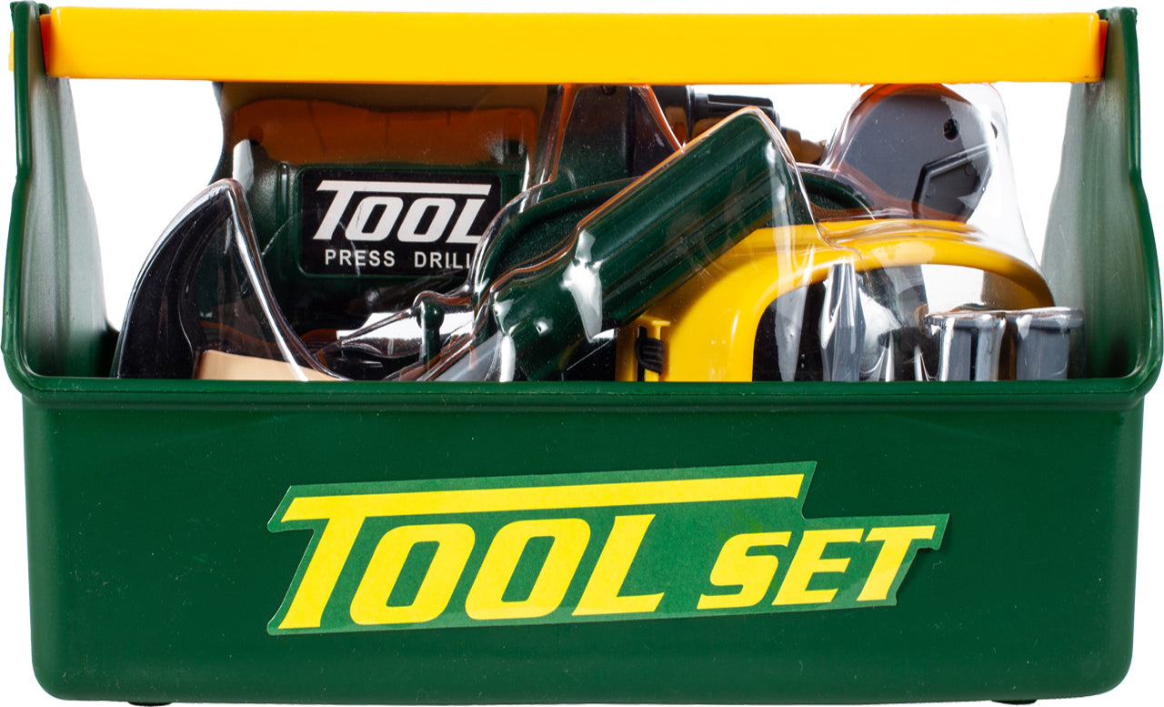 Trusa de bricolaj interactiva The Little Workshop, Accesorizata cu unelte si scule simbolice, Dezvolta creativitatea, Material din plastic, Verde-Negru