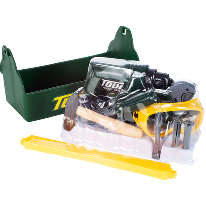 Trusa de bricolaj interactiva The Little Workshop, Accesorizata cu unelte si scule simbolice, Dezvolta creativitatea, Material din plastic, Verde-Negru
