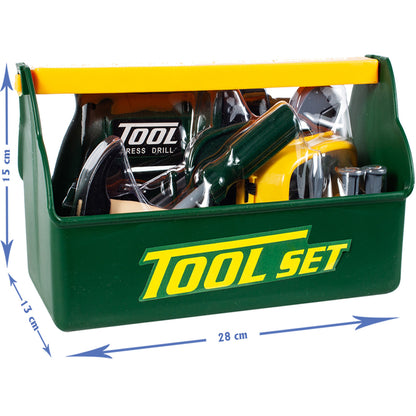 Trusa de bricolaj interactiva The Little Workshop, Accesorizata cu unelte si scule simbolice, Dezvolta creativitatea, Material din plastic, Verde-Negru