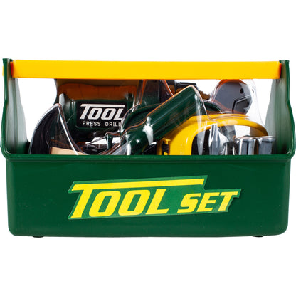 Trusa de bricolaj interactiva The Little Workshop, Accesorizata cu unelte si scule simbolice, Dezvolta creativitatea, Material din plastic, Verde-Negru