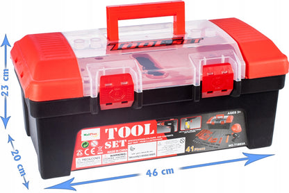 Trusa de bricolaj interactiva, The FIRST TOOL BOX, Echipata cu Accesorii Simbolice care pun in valoare un Joc de rol ce garanteaza amuzament, Alaturi de casca