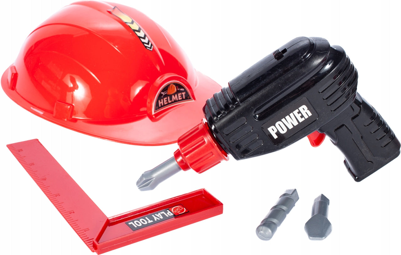 Trusa de bricolaj interactiva, The FIRST TOOL BOX, Echipata cu Accesorii Simbolice care pun in valoare un Joc de rol ce garanteaza amuzament, Alaturi de casca