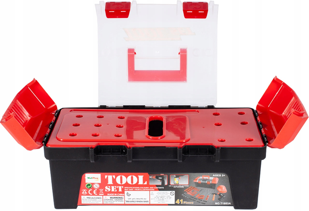 Trusa de bricolaj interactiva, The FIRST TOOL BOX, Echipata cu Accesorii Simbolice care pun in valoare un Joc de rol ce garanteaza amuzament, Alaturi de casca