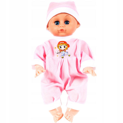 Set Papusa de jucarie IDL BABY PINK cu Scaunel de Hranire si Accesorii tematice realiste pentru jocul de roluri, Incurajeaza dezvoltarea personala intr-un mod distractiv stimuland inteligenta fetitelor, Culoare-Roz