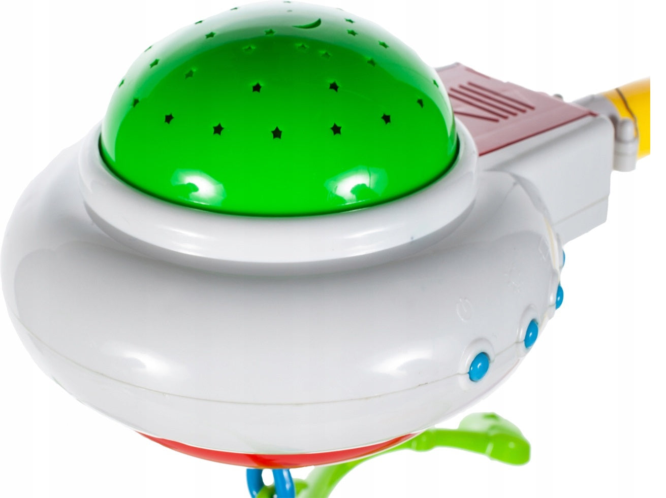 Carusel interactiv IDL Sweet Dreams cu Proiector ce afiseaza o varietate de simboluri in diferite culori, Accesorizat cu buton de rotire si diverse jucarii in forma de animale ce aduc linistea pe chipul bebelusului