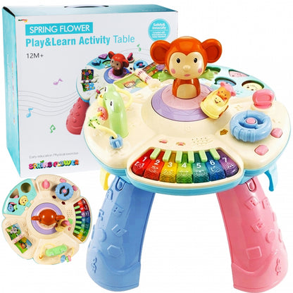 Masuta educationala interactiva 6 in 1 idealSTORE Funny Dance Monkey, Include elemente mobile ce sporesc abilitatile motrice, O idee pentru distractie si un mod original de a imbunatatii dezvoltarea corespunzatoare a copilului