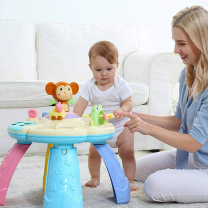 Masuta educationala interactiva 6 in 1 idealSTORE Funny Dance Monkey, Include elemente mobile ce sporesc abilitatile motrice, O idee pentru distractie si un mod original de a imbunatatii dezvoltarea corespunzatoare a copilului