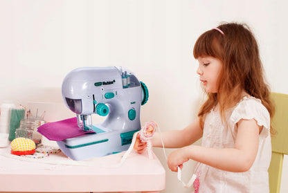 Set de Rol, Masina de Cusut Electrica, SEWING MACHINE, cu Ac cu Aparatoare, 3 Bobine, Pedala cu 115 Cm Cablu, Realista, Alb/Verde