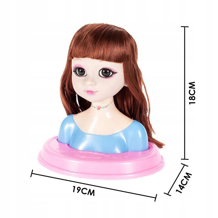 Set Papusa pentru Coafat si Machiat, STYLING ARTIST, Ruj, Farduri, Accesorii pentru Par, Ondulator, Autocolante, 18 Cm Inaltime, Multicolor