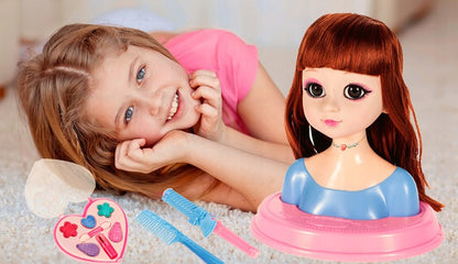 Set Papusa pentru Coafat si Machiat, STYLING ARTIST, Ruj, Farduri, Accesorii pentru Par, Ondulator, Autocolante, 18 Cm Inaltime, Multicolor