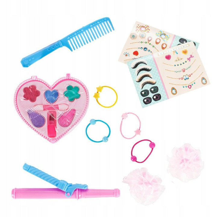 Set Papusa pentru Coafat si Machiat, STYLING ARTIST, Ruj, Farduri, Accesorii pentru Par, Ondulator, Autocolante, 18 Cm Inaltime, Multicolor