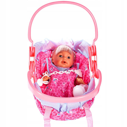 Set Papusa Interactiva idealStore Baby Doll cu Cos, Interactiva, Maini si Picioare Mobile, Suzeta cu Prindere, Biberon, Rosteste Cuvinte de Baza