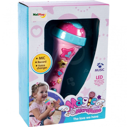 Microfon de Jucarie, Pink Girl Song, Accesorizat cu diverse functii distractive, Echipat cu luminite colorate pentru o atmosfera de karaoke irezistibila, Roz