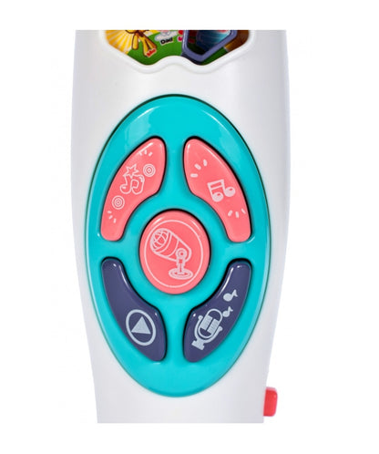 Microfon de Jucarie cu efecte de iluminare idealSTORE BABY'S MUSIC, Functie de inregistrare si redare, Permite schimbarea vocii unui copil in vocea mamei si a tatalui, Ofera distractie si bucurie in descoperirea talentului