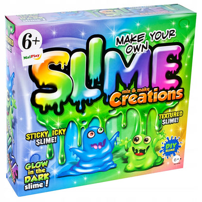 Kit de Slime Sticky Slimes idealStore, Vopsele Colorate, Pudra Straluctitoare, Ochelari de Chimist, Accesorii Incluse, Joc Distractiv si Educativ