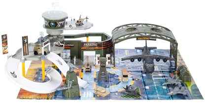 Baza MILITARA cu Aerodrom IDL SPECIAL FORCES, Stimuleaza imaginatia si dexteritatea, Ofera posibilitatea de exercitare a abilitatilor manuale, Accesorizata cu elemente simbolice pentru o distractie garantata, Multicolora