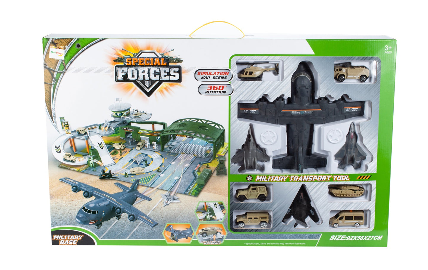 Baza MILITARA cu Aerodrom IDL SPECIAL FORCES, Stimuleaza imaginatia si dexteritatea, Ofera posibilitatea de exercitare a abilitatilor manuale, Accesorizata cu elemente simbolice pentru o distractie garantata, Multicolora
