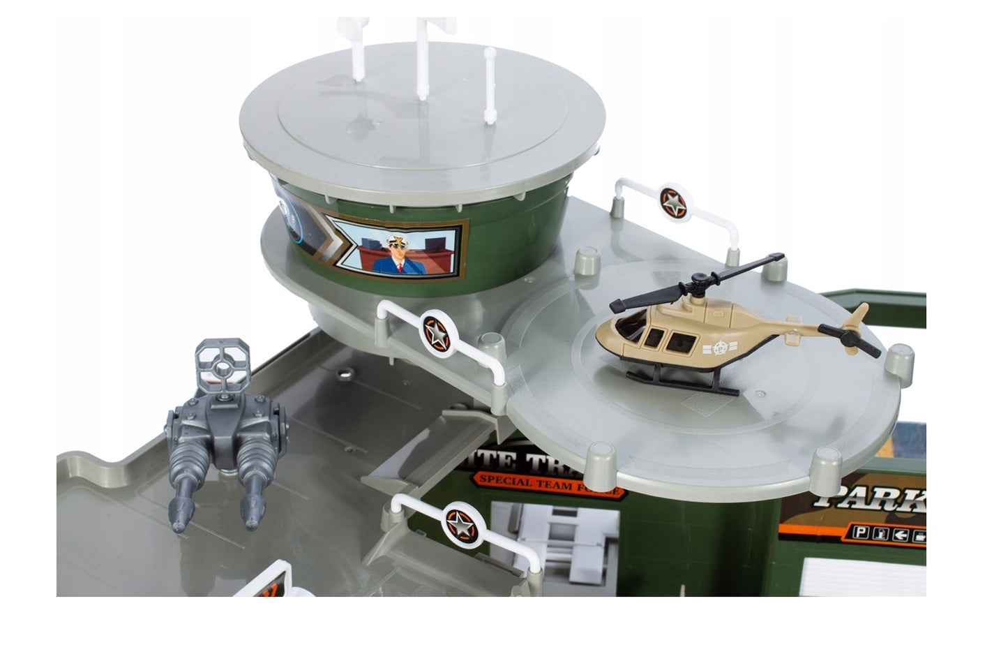 Baza MILITARA cu Aerodrom IDL SPECIAL FORCES, Stimuleaza imaginatia si dexteritatea, Ofera posibilitatea de exercitare a abilitatilor manuale, Accesorizata cu elemente simbolice pentru o distractie garantata, Multicolora