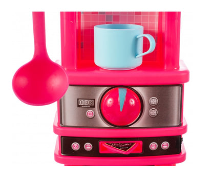 Bucatarie Multifunctioanala pentru copii Candy KIDS CHEF, Inaltime 87 cm, Accesorizata cu elemente simbolice, Aragaz, Cuptor, chiuveta, Expresor de cafea, oale, farfurii, tacamuri si produse alimentare, Dezvolta abilitatile manuale prin jocul de rol