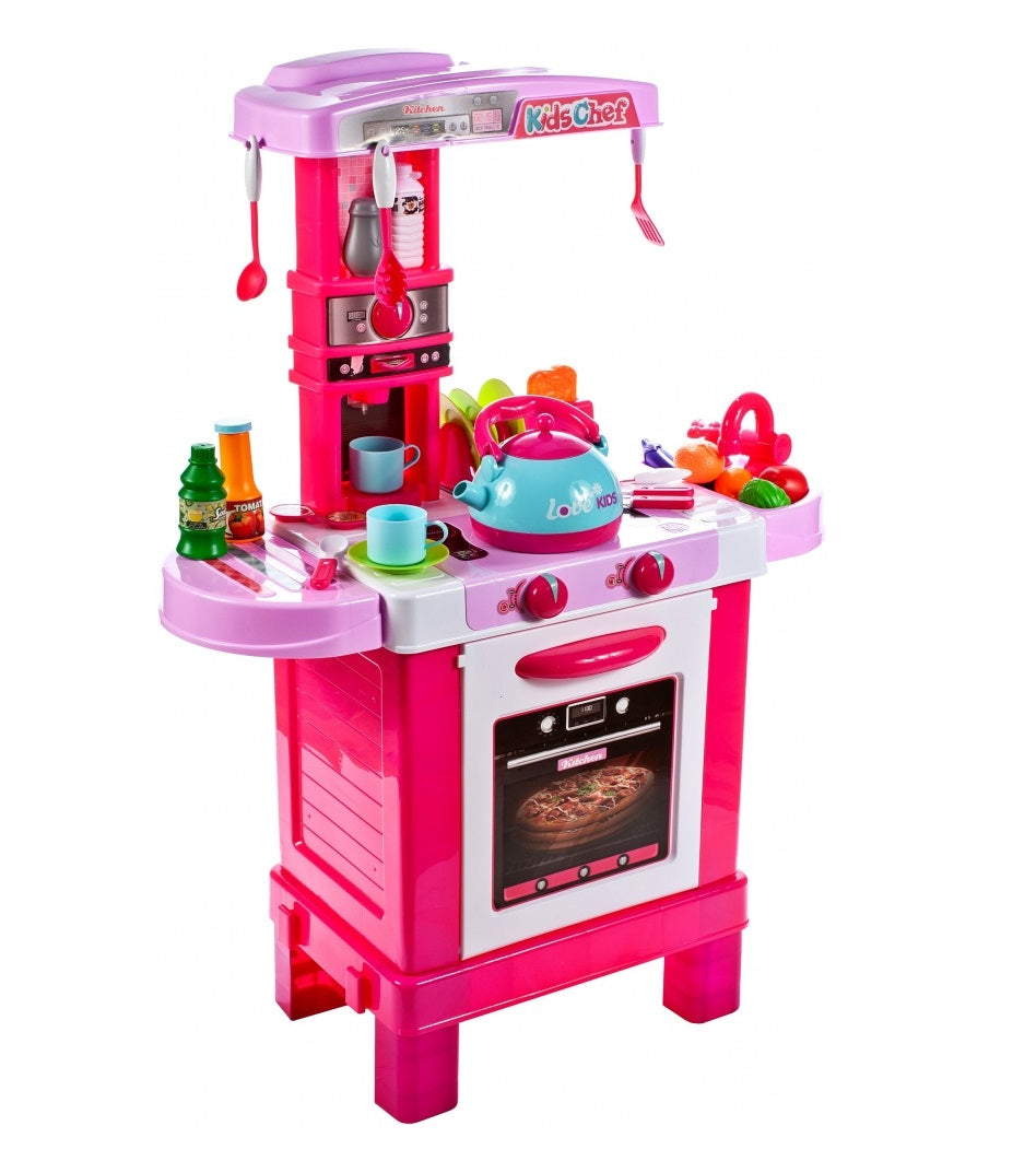 Bucatarie Multifunctionala pentru copii Candy JUNIOR CHEF, Inaltime 87 cm, Echipata cu accesorii simbolice, Reprezinta o parte integranta a echipamentului fiecarui tanar bucatar