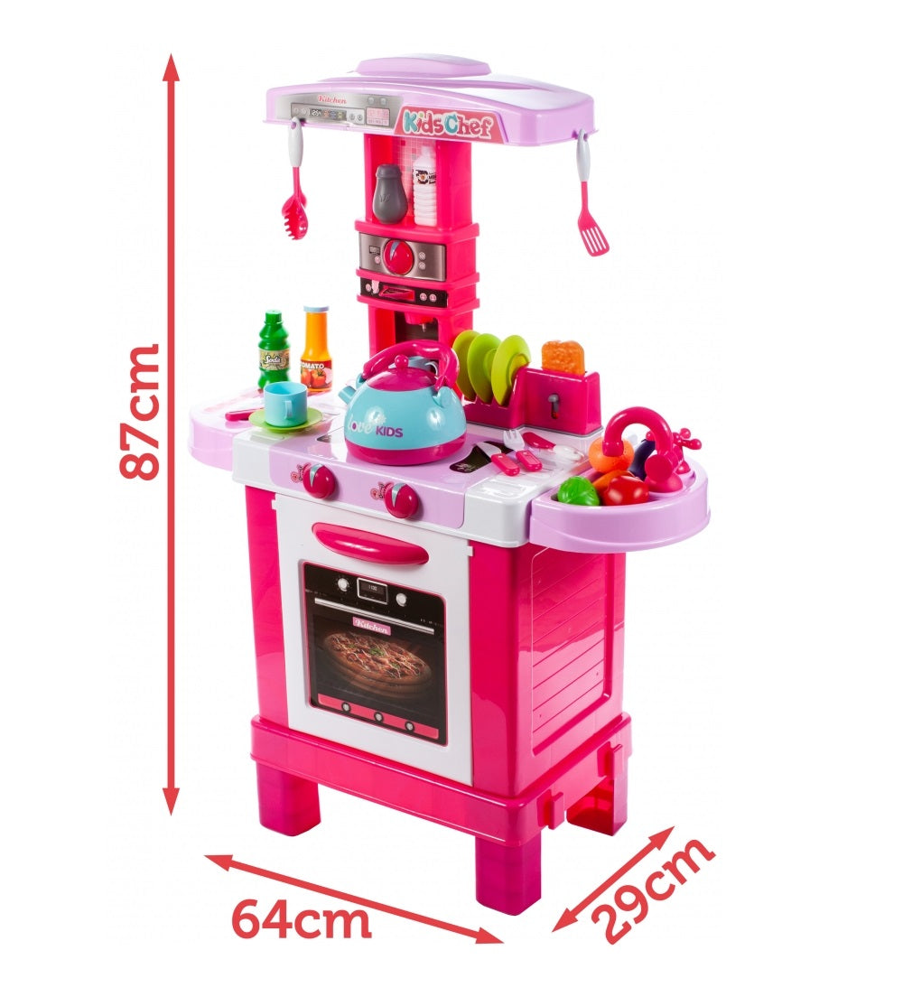 Bucatarie Multifunctionala pentru copii Candy JUNIOR CHEF, Inaltime 87 cm, Echipata cu accesorii simbolice, Reprezinta o parte integranta a echipamentului fiecarui tanar bucatar