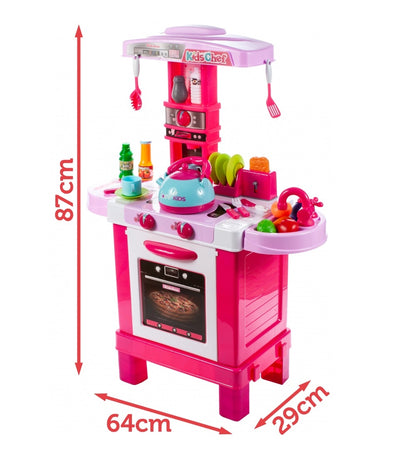 Bucatarie Multifunctionala pentru copii Candy JUNIOR CHEF, Inaltime 87 cm, Echipata cu accesorii simbolice, Reprezinta o parte integranta a echipamentului fiecarui tanar bucatar