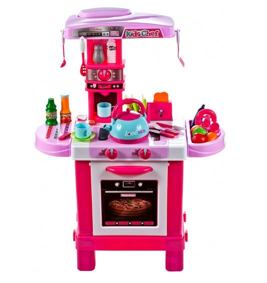 Bucatarie Multifunctionala pentru copii Candy JUNIOR CHEF, Inaltime 87 cm, Echipata cu accesorii simbolice, Reprezinta o parte integranta a echipamentului fiecarui tanar bucatar