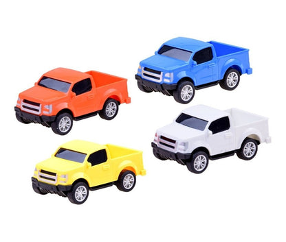 Camion interactiv cu Remorca idealSTORE Double Truck, Scara 1:16, Dimensiuni 38 x 8.5 x 12 cm, Include 4 masini, Efecte sonore si luminoase, Ofera distractie creativa