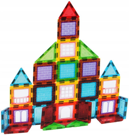 Set Inteligent de constructie IdealStore 3D Magnetic Fun, 45 de Piese Multicolore, Educativ- Creativ, Stimularea gandirea