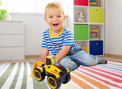 Buldozer Constructie cu Efecte Sonore si luminoase idealSTORE, Dimensiuni 24 x 10.5 x 15 cm, Dotat cu parti in miscare ce permite conducerea unei distante considerabile dupa accelerare