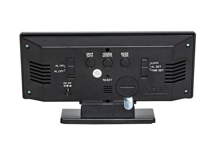 Ceas desteptator LED Ideal Store cu oglinda neagra si termometru 19x10 cm