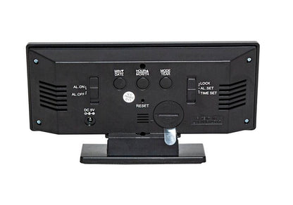 Ceas desteptator LED Ideal Store cu oglinda neagra si termometru 19x10 cm