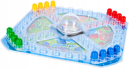 Joc de Familie POP-UP Game idealStore, Tabla de Joc Colorata, Dimensiuni 26 x 26 cm, 16 Piese Colorate, Zaruri Incluse, Joc Interactiv si Distractiv